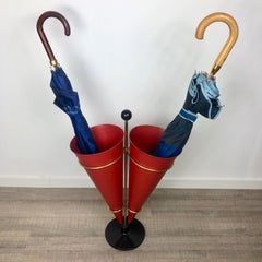 Roter Schirmständer mit Kegeln von Vitra aus Metall und Messing, Italien, 1970er Jahre