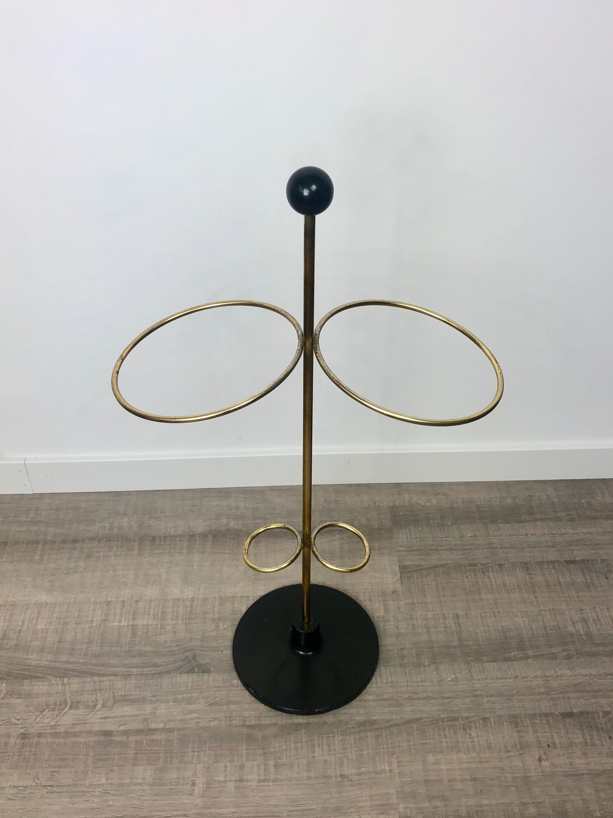 Red Cones Umbrella Stand Racket by Vitra in Metal and Brass, Italy, 1970s In Good Condition For Sale In Rome, IT