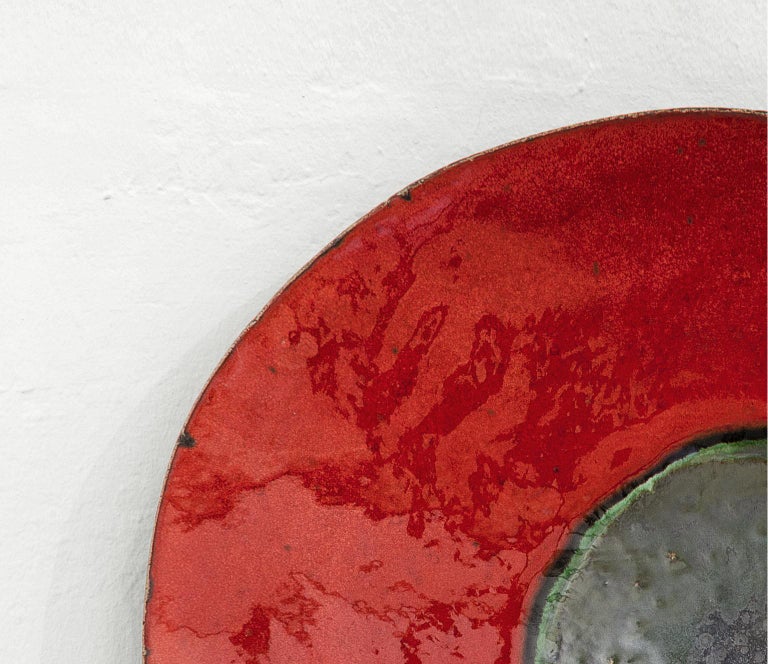 Red Contemporary Ceramic Decorative Plate For Sale at 1stDibs red