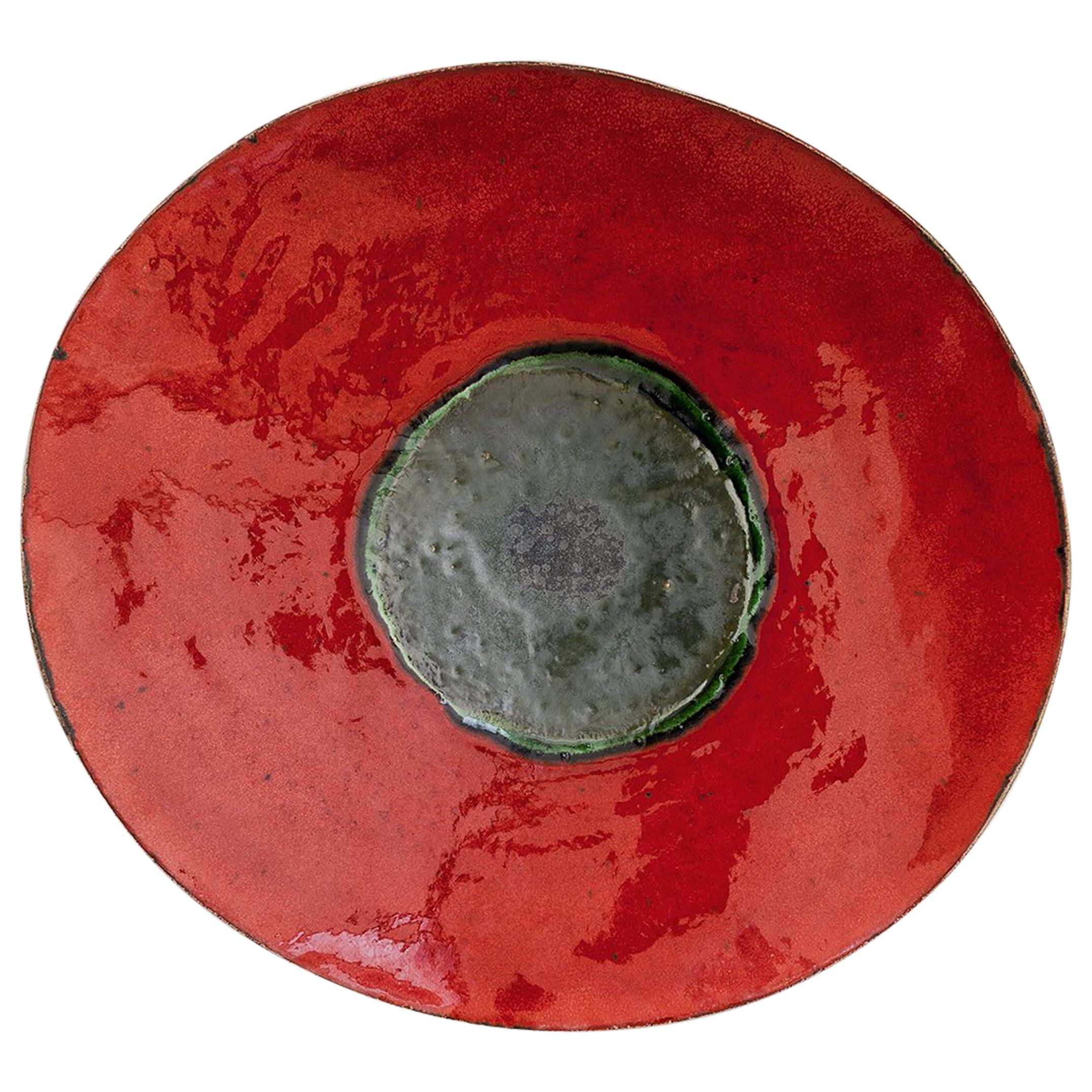 Red Contemporary Ceramic Decorative Plate For Sale