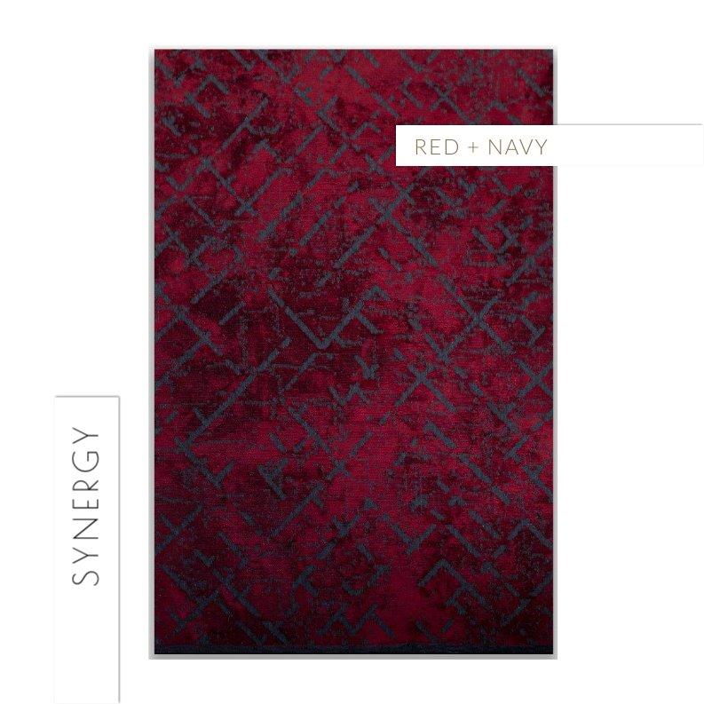 Red Contemporary Design Modernistic Luxe Soft Semi-Plush Rug For Sale 12