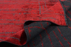 Red Contemporary Design Modernistic Luxe Soft Semi-Plush Rug