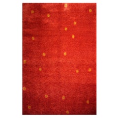 Red Contemporary Design Rug Hand Knotted Wool and Silk Djoharian Collection