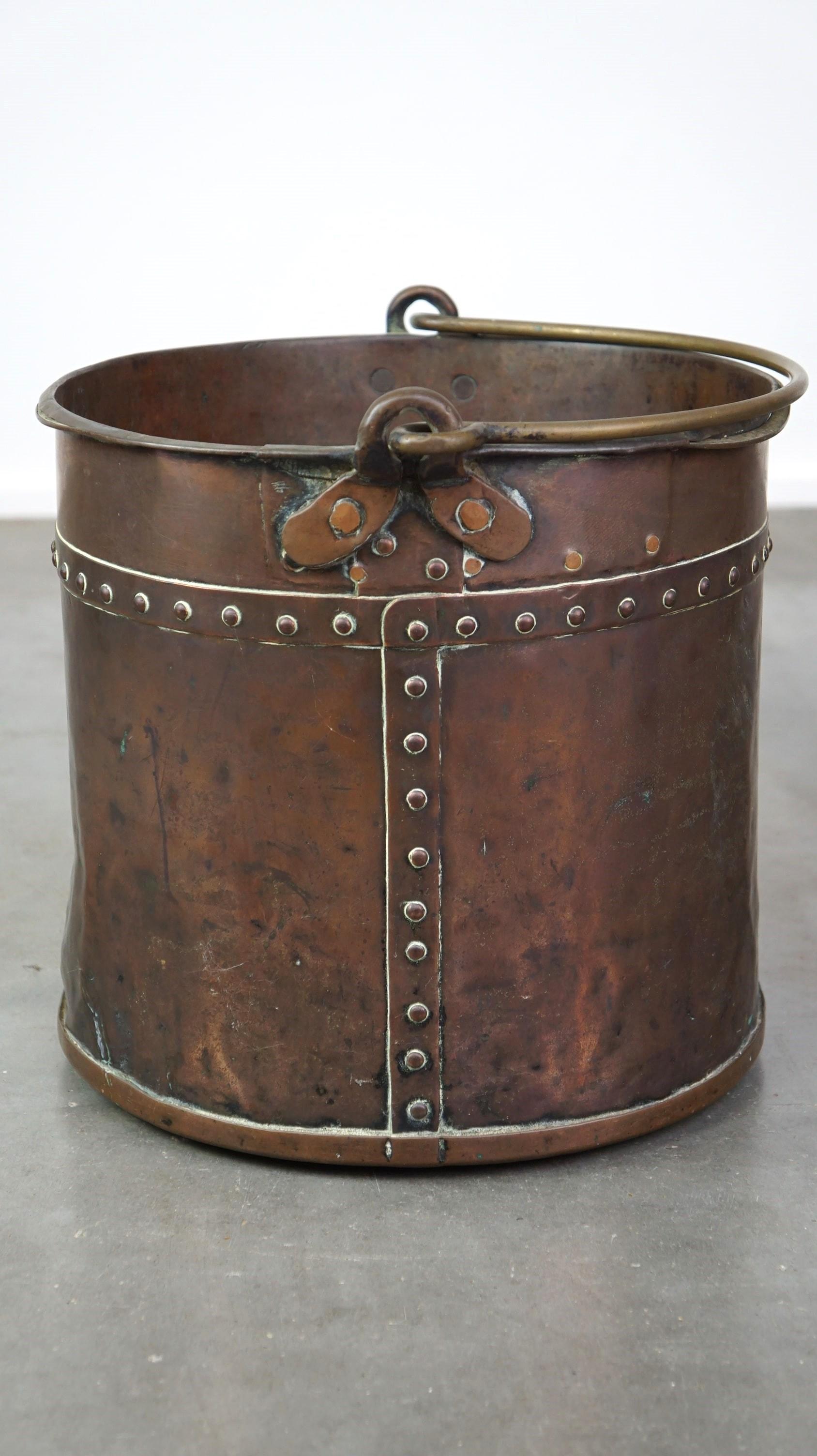 19th Century Red copper kettle/ hearth bucket/ flower pot