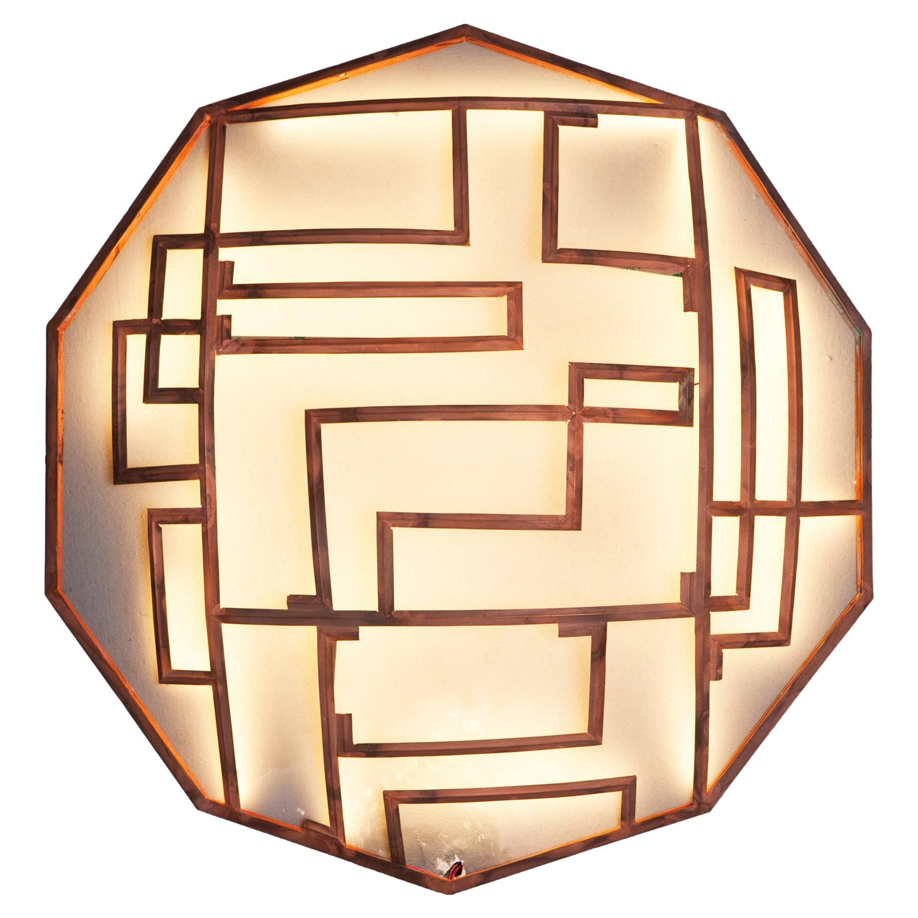 Pendentif polygone en cuivre rouge à lumière led 21e siècle en vente