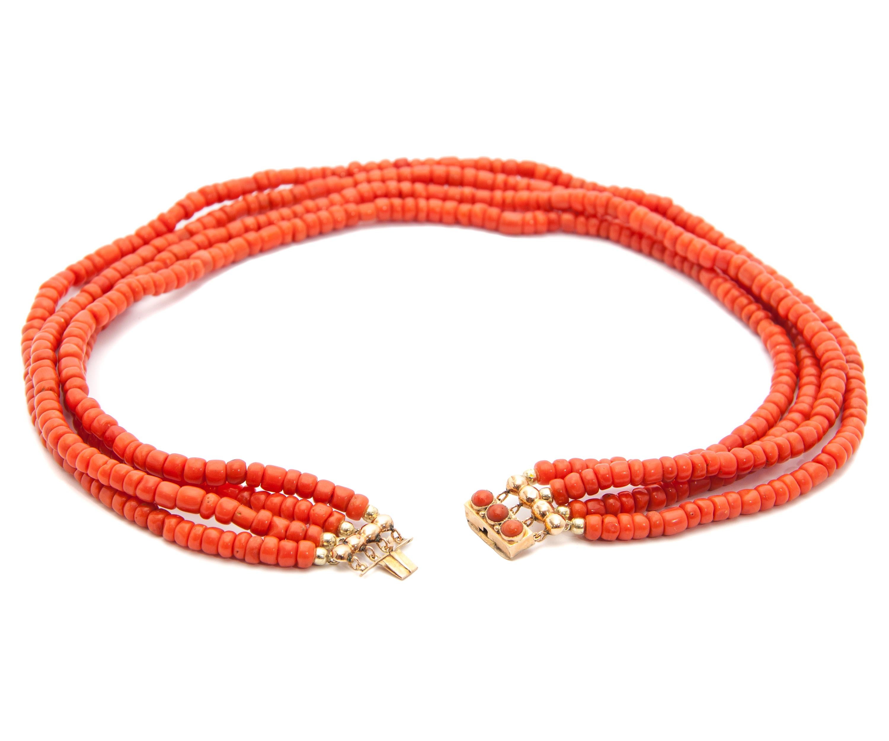 multi strand coral necklace