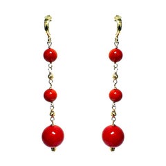 Red Coral and 14k Yellow Gold Paradizia Earrings