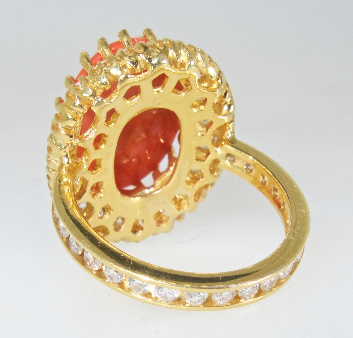 coral and diamond ring