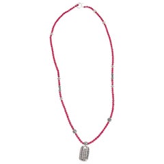 Red Coral Bambuh Silver Necklace