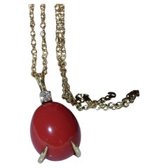 Corail rouge Cabochon Brilliante pendentif avec chaîne soooo sweet made in Italy 