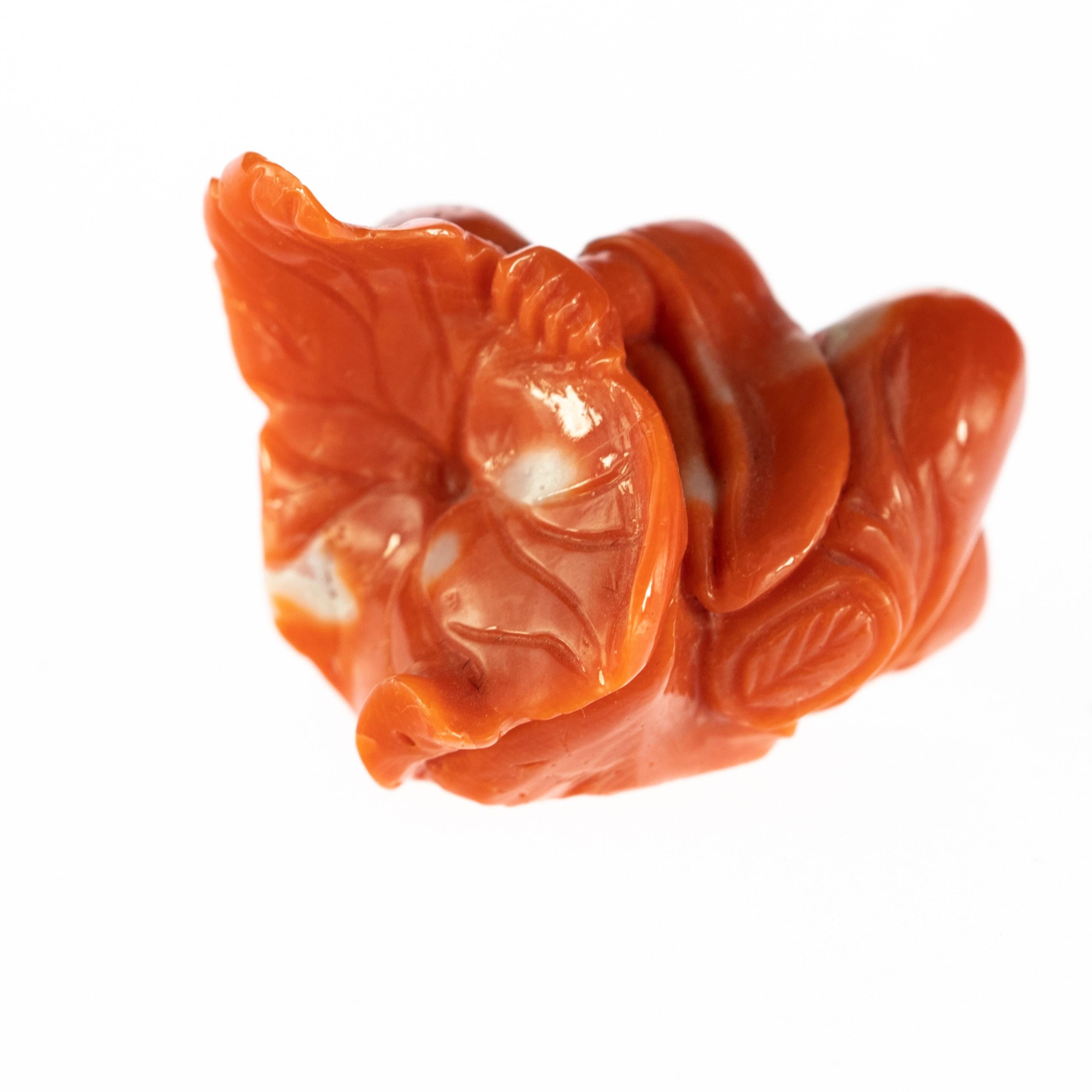 Chinese Export Red Coral Chinese Wise man Hand Carved Taiwan Statue Asian Art Sculpture For Sale