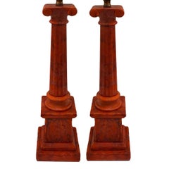 Red Coral Color Alabaster Table Lamps
