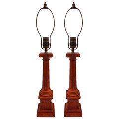 Red Coral Color Alabaster Table Lamps