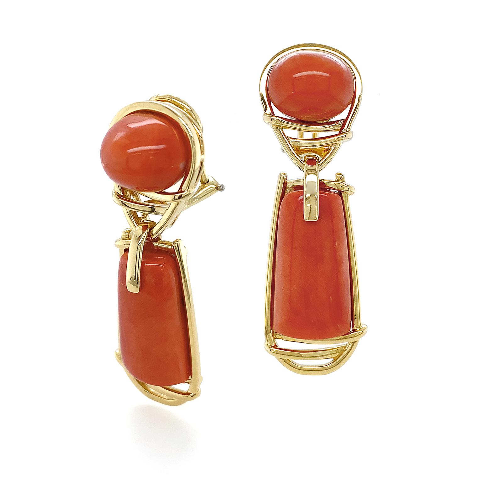 orange coral earrings