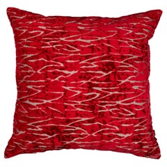 Red throw pillow in textured velvet- Red Coral- by Mar de Doce