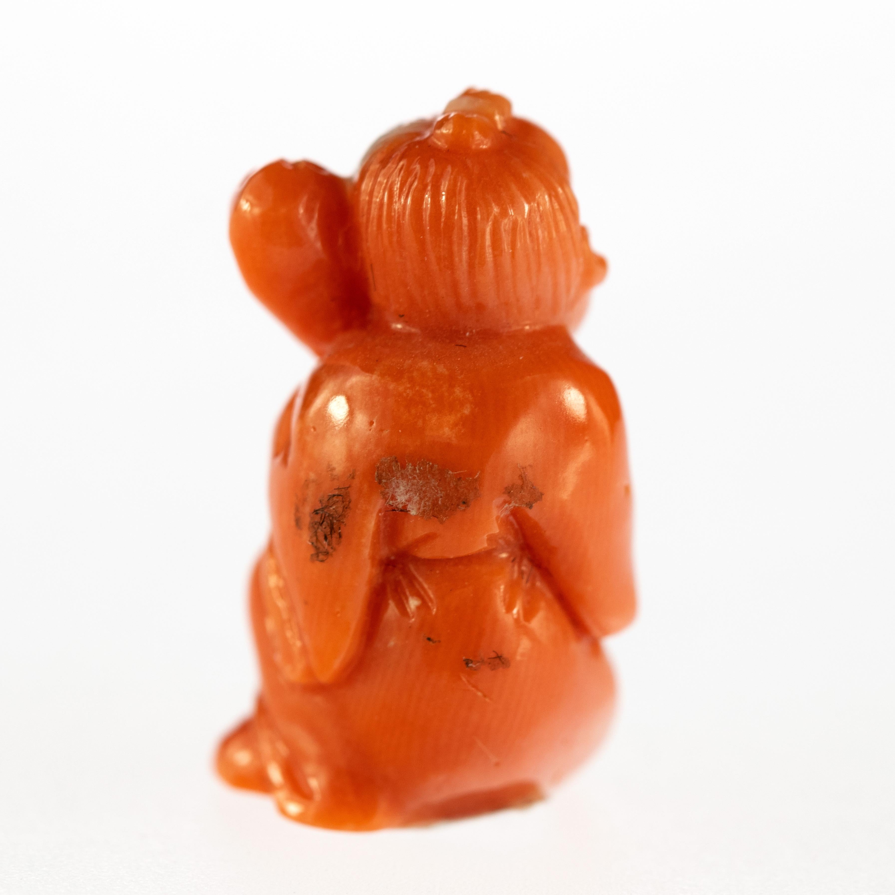 Taiwanese Red Coral Man Hand Carved Asian Art Home Decor Taiwan Statue Sculpture For Sale