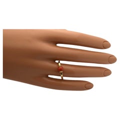 Red coral modern ring 18KT gold undyed natural red coral