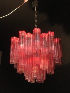 Red Coral Murano Glass Tronchi Chandelier, 1970