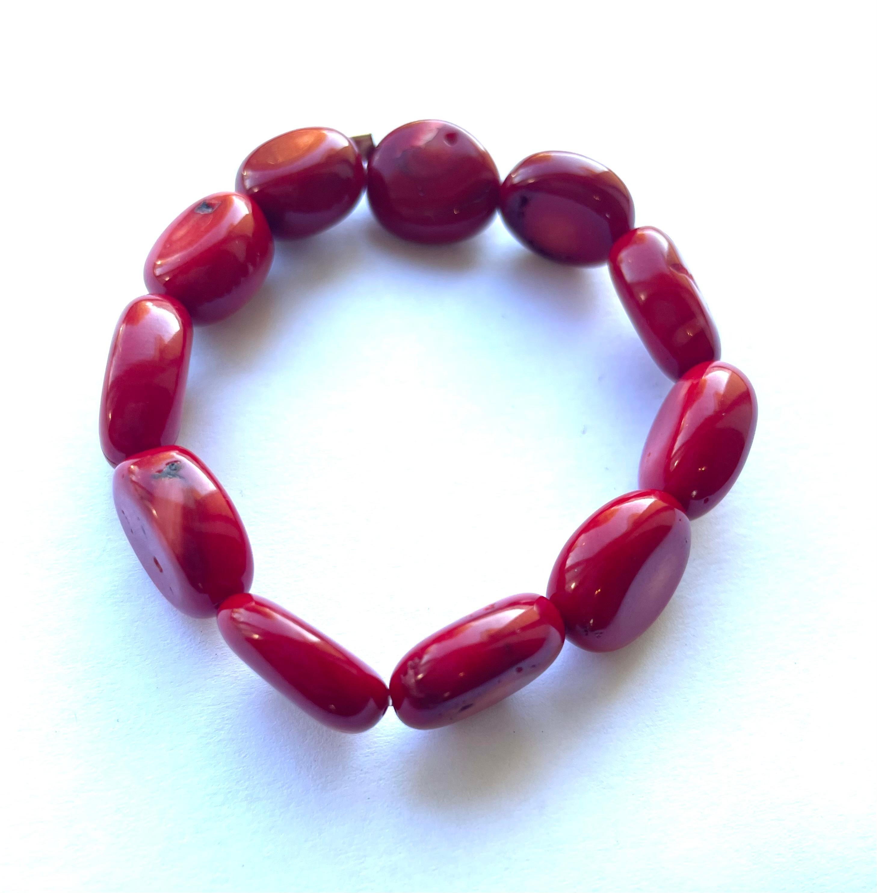 Red Coral Nugget Bracelet In New Condition For Sale In Laguna Beach, CA