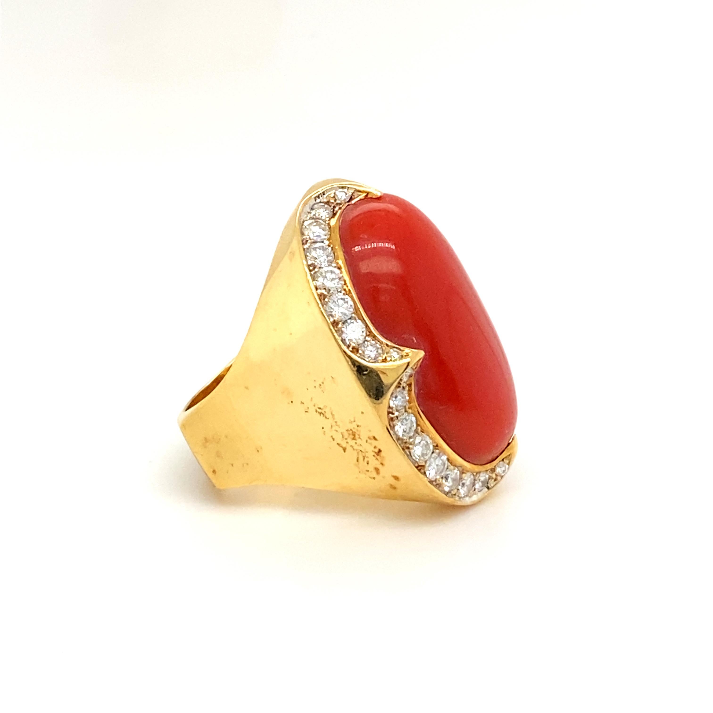 red coral mens ring