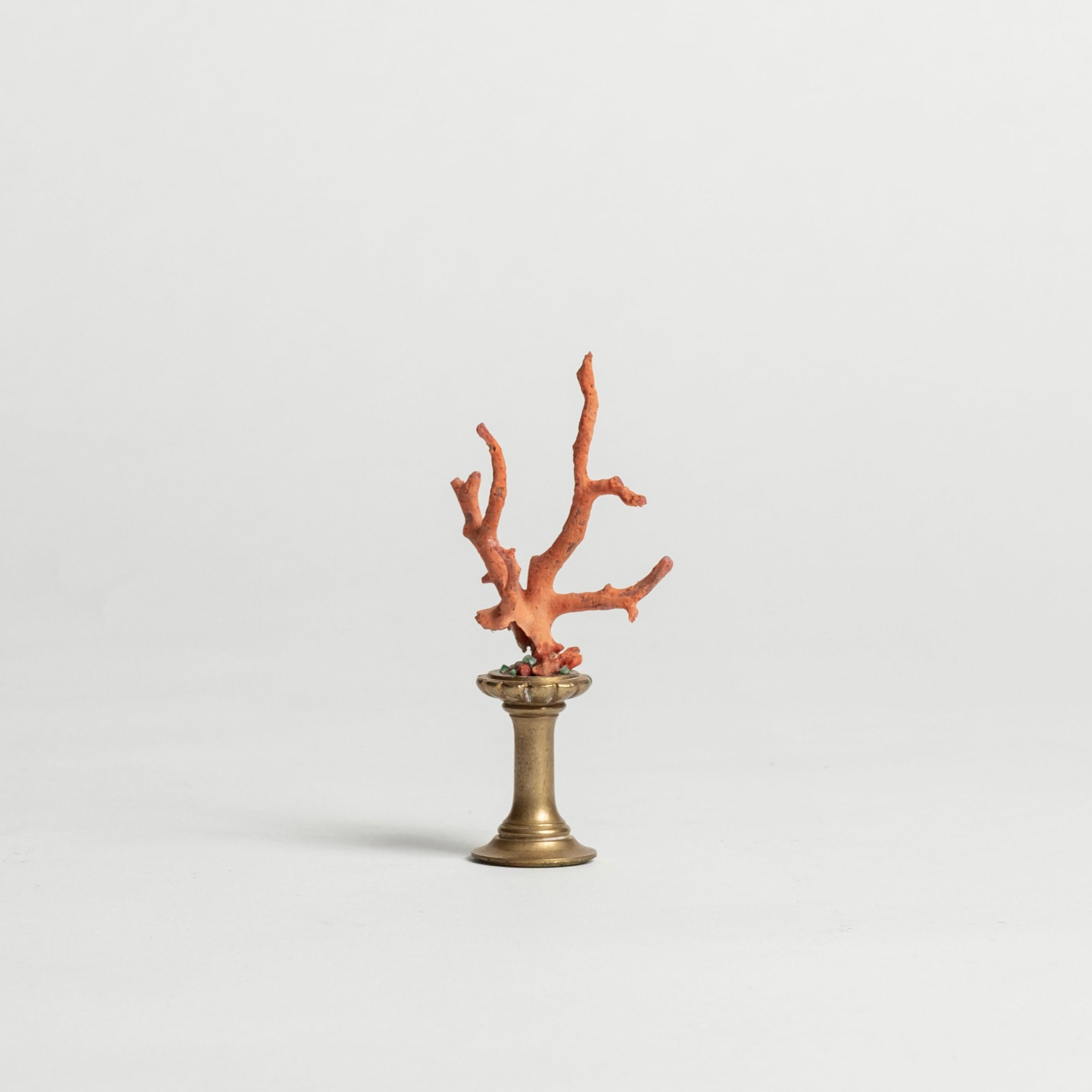 Rote Korallenskulptur~ Bronzefragment aus dem 19. (Renaissance) im Angebot