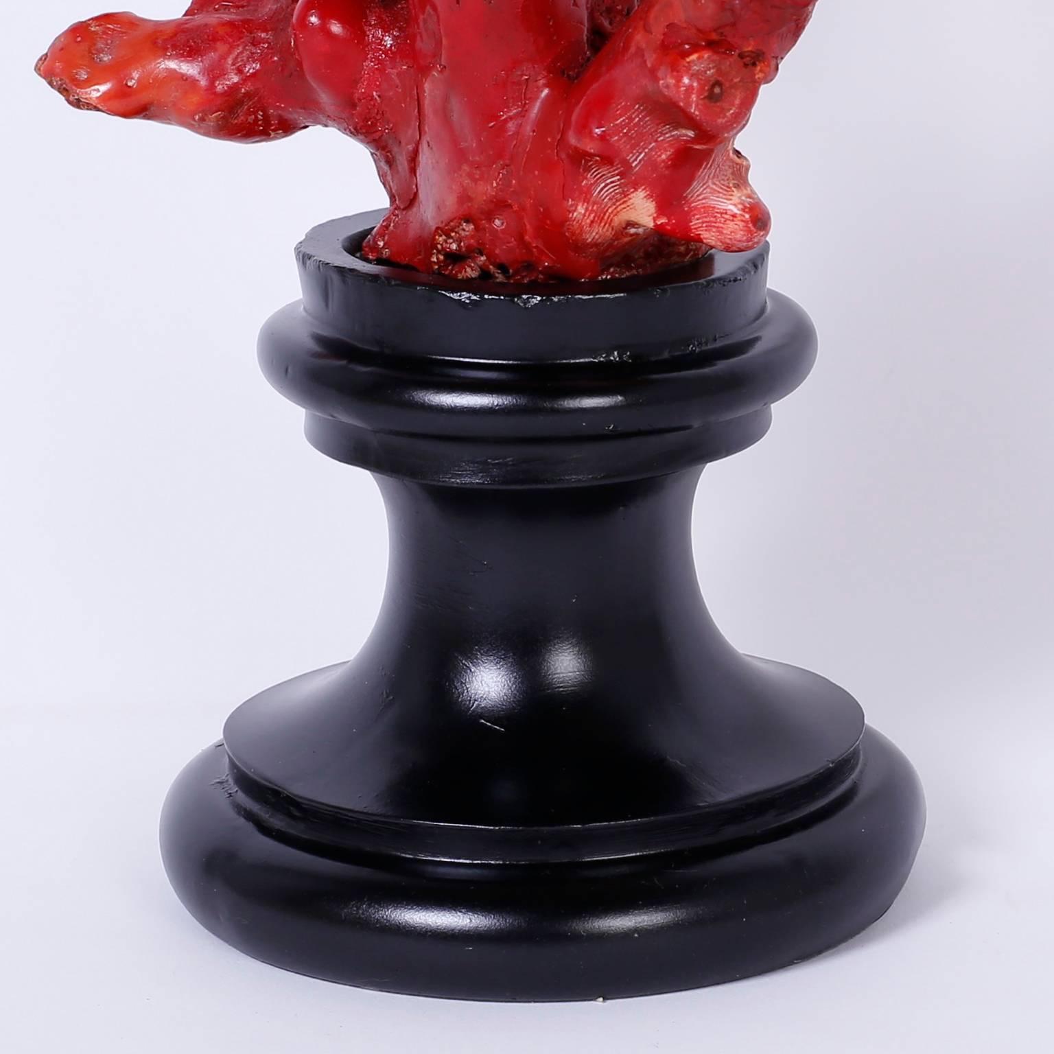 20th Century Red Coral Sculpture