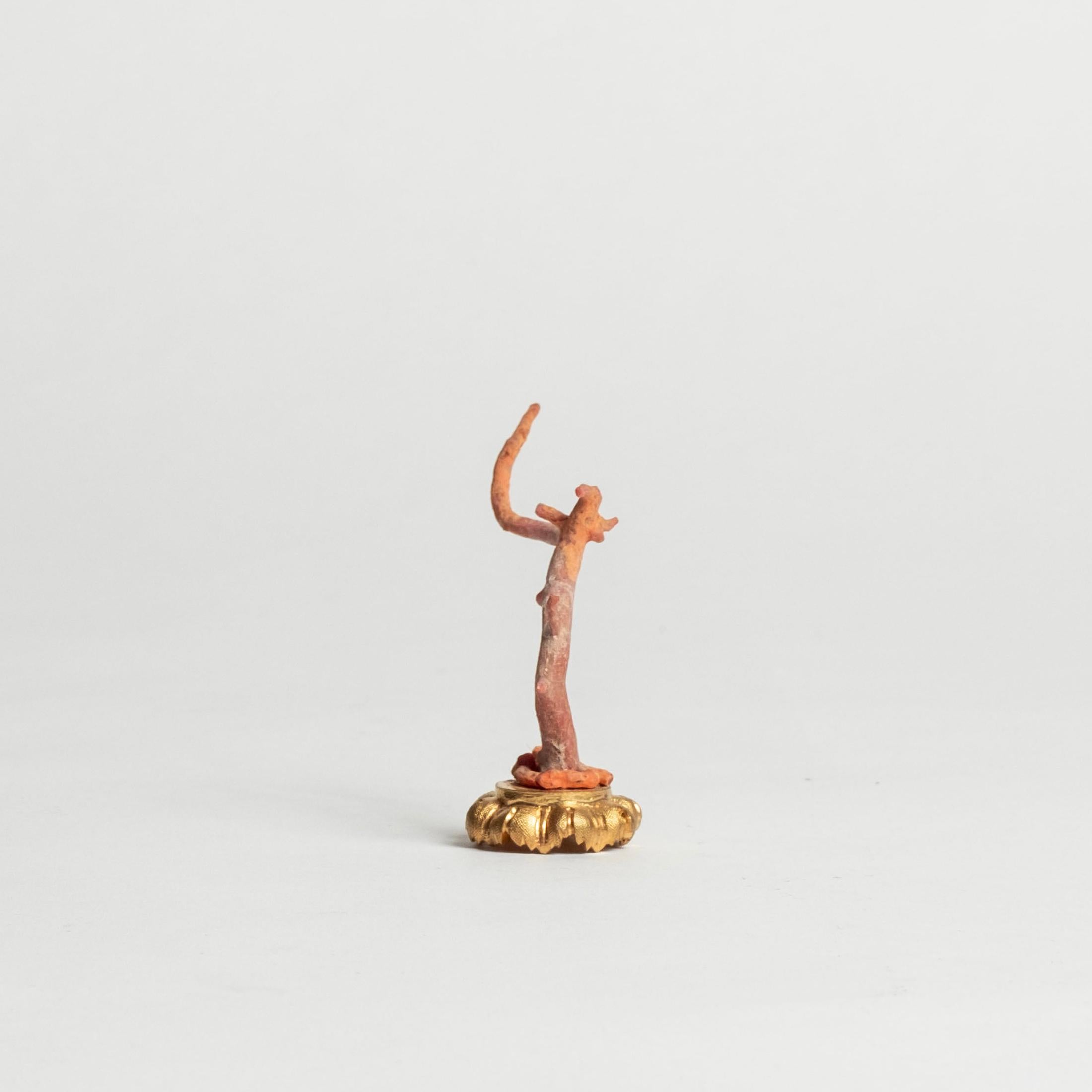 Renaissance Red Coral Sculpture~ Napoleon III Bronze Doré Fragment For Sale