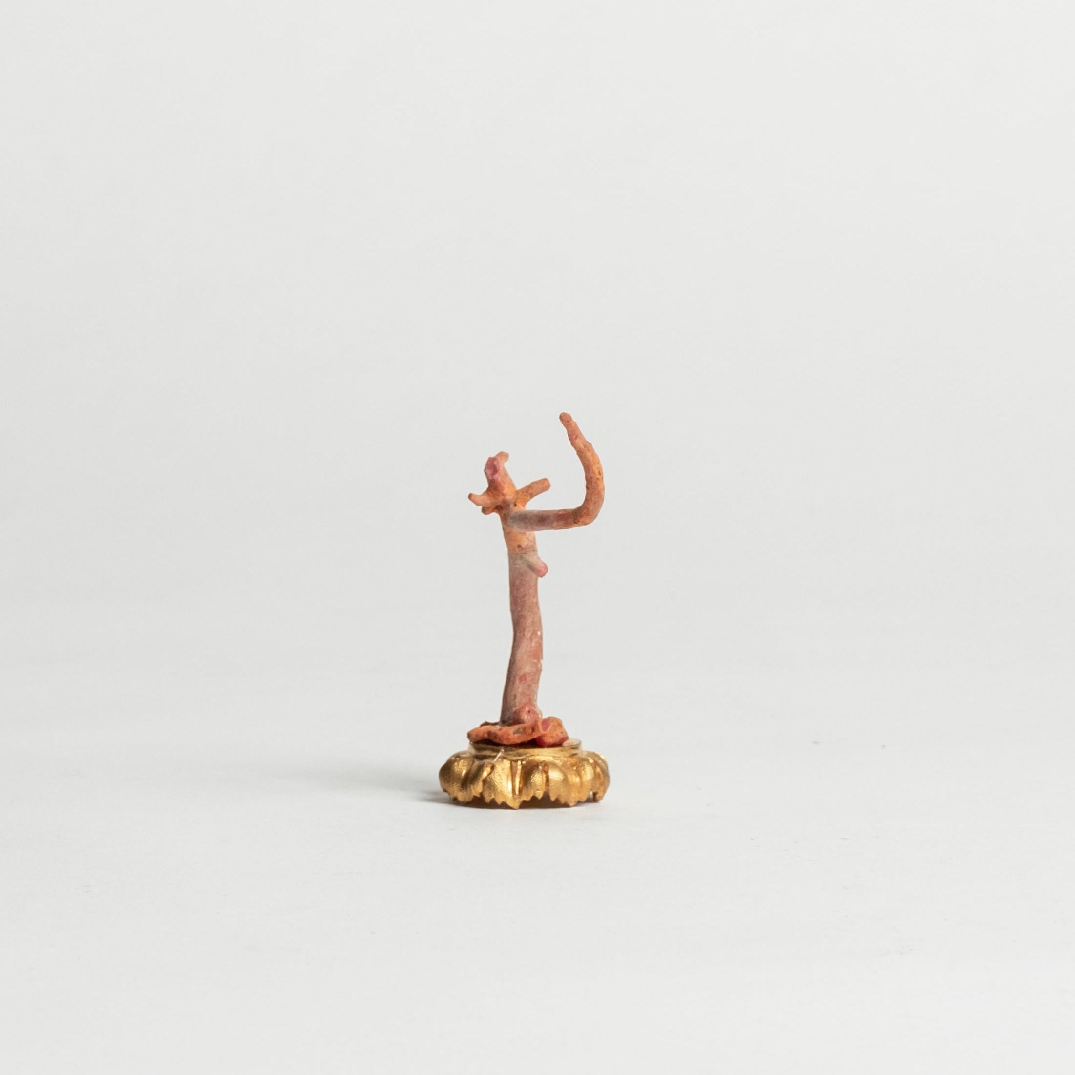 Contemporary Red Coral Sculpture~ Napoleon III Bronze Doré Fragment For Sale