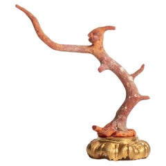 Sculpture en corail rouge~ Fragment de bronze doré de Napoléon III