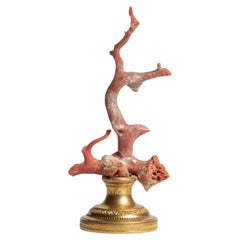 Sculpture en corail rouge~ Fragment de bronze doré de Napoléon III