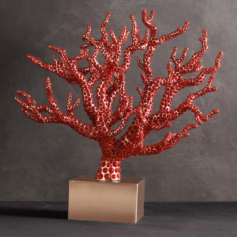 Red Coral Sculpture with Natural Coral For Sale at 1stDibs