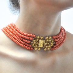 Antique 19th Century Dutch Coral Necklace with 18 Karat Gold Filigree Clasp