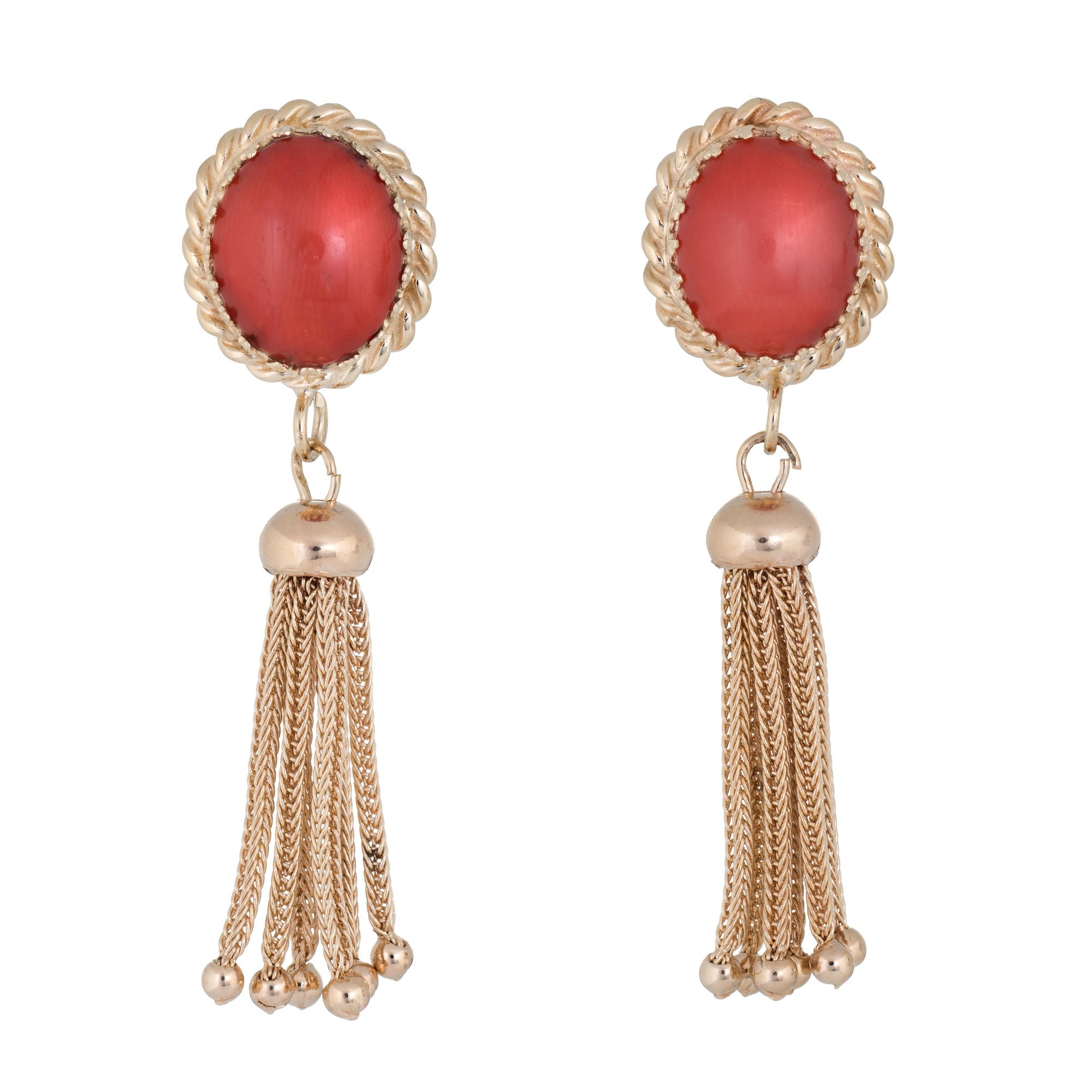 coral tassell earrings