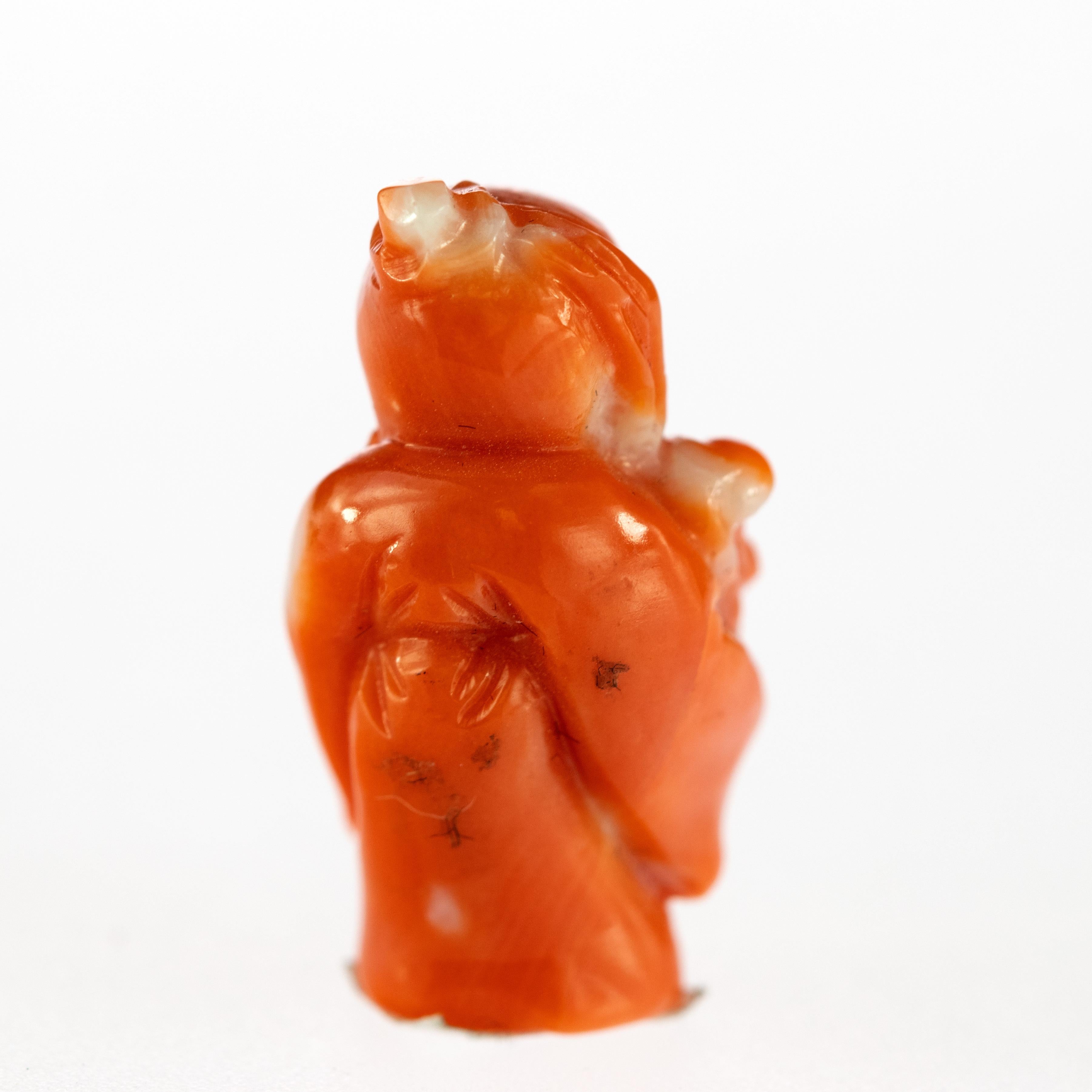 Taiwanese Red Coral Wise Man Hand Carved Asian Art Home Decor Taiwan Statue Sculpture For Sale