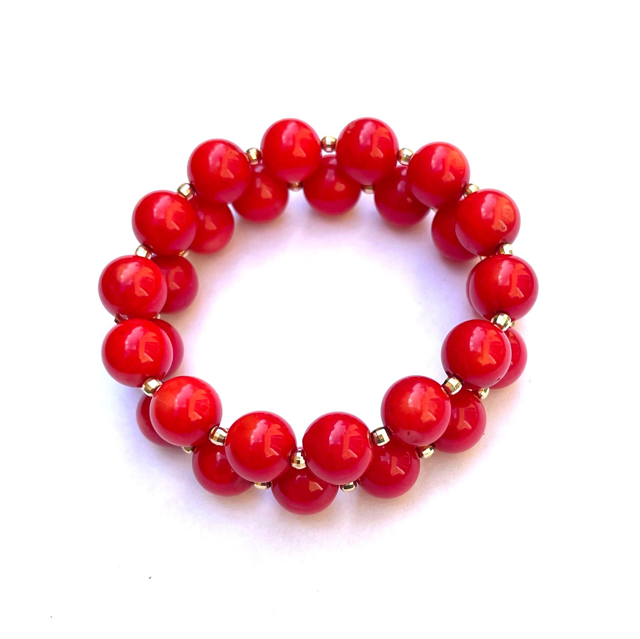 Red Coral with Yellow Gold Bracelet 2