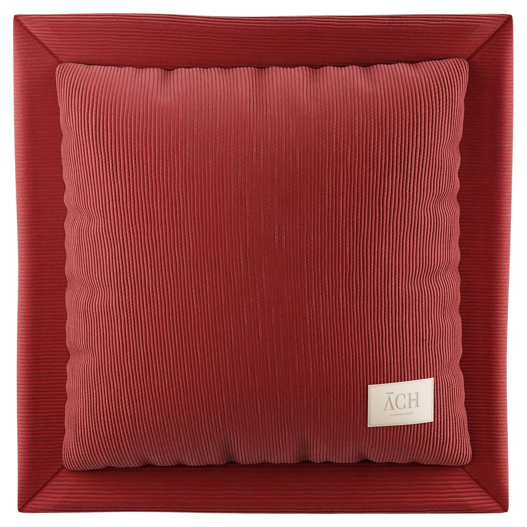 Red Corduroy Decorative Throw Pillow, Mid-Century Modern Red Cushion