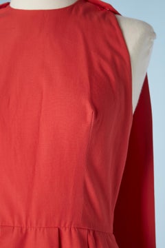 Rückenfreies Kleid aus roter Baumwolle mit abnehmbarer Kapuze Jacques Heim, ca. 1960er Jahre