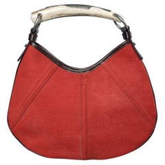 Red cotton canevas Mombassa bag with handle imitation horn Yves Saint Laurent 