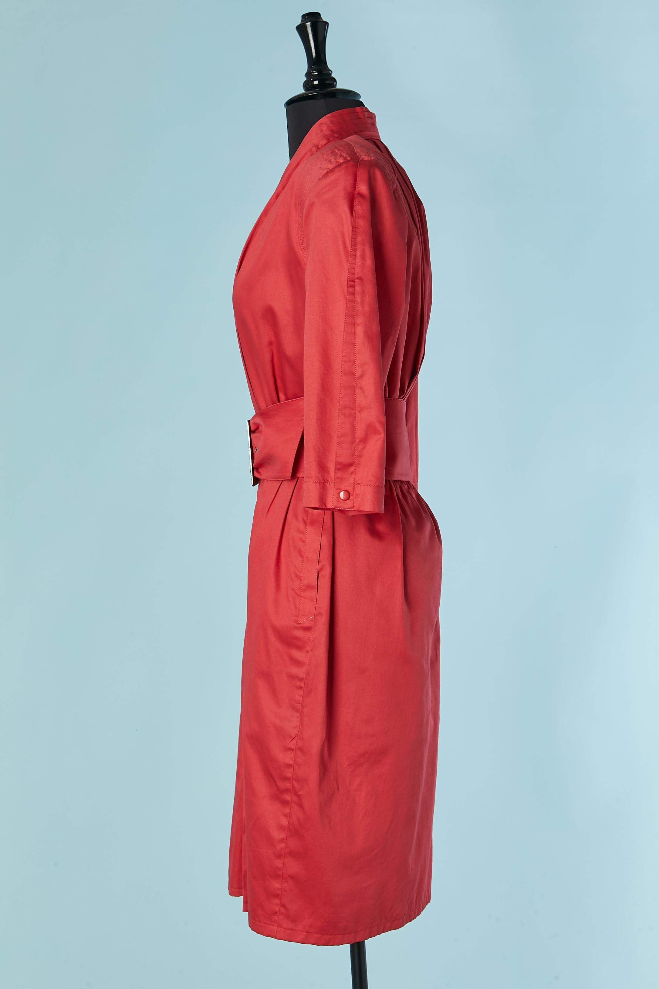 Rotes Baumwollkleid mit Gürtel THIERRY MUGLER im Angebot 2