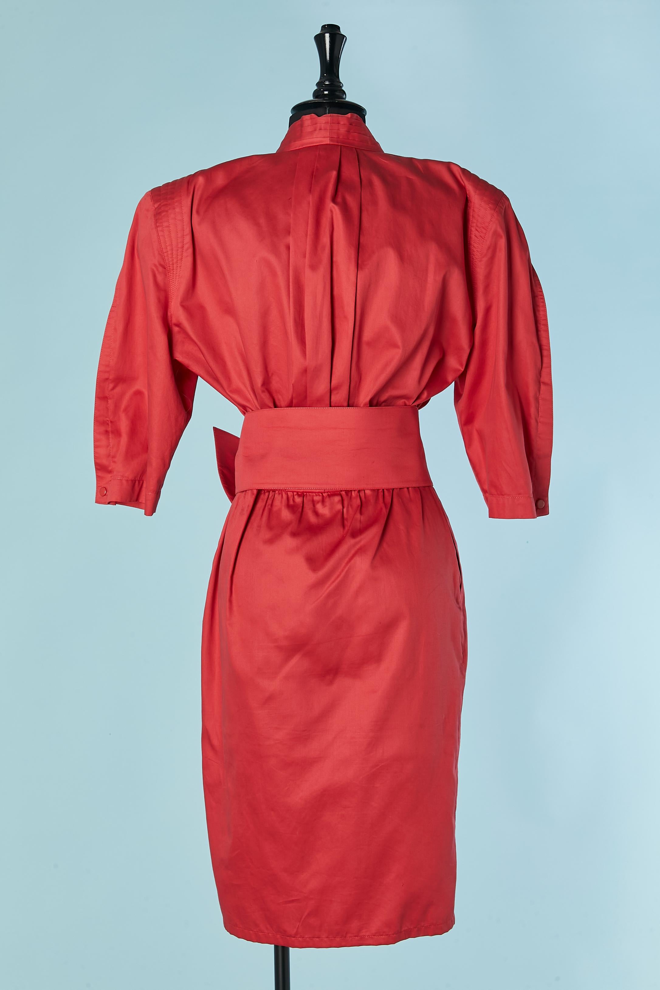Rotes Baumwollkleid mit Gürtel THIERRY MUGLER im Angebot 3