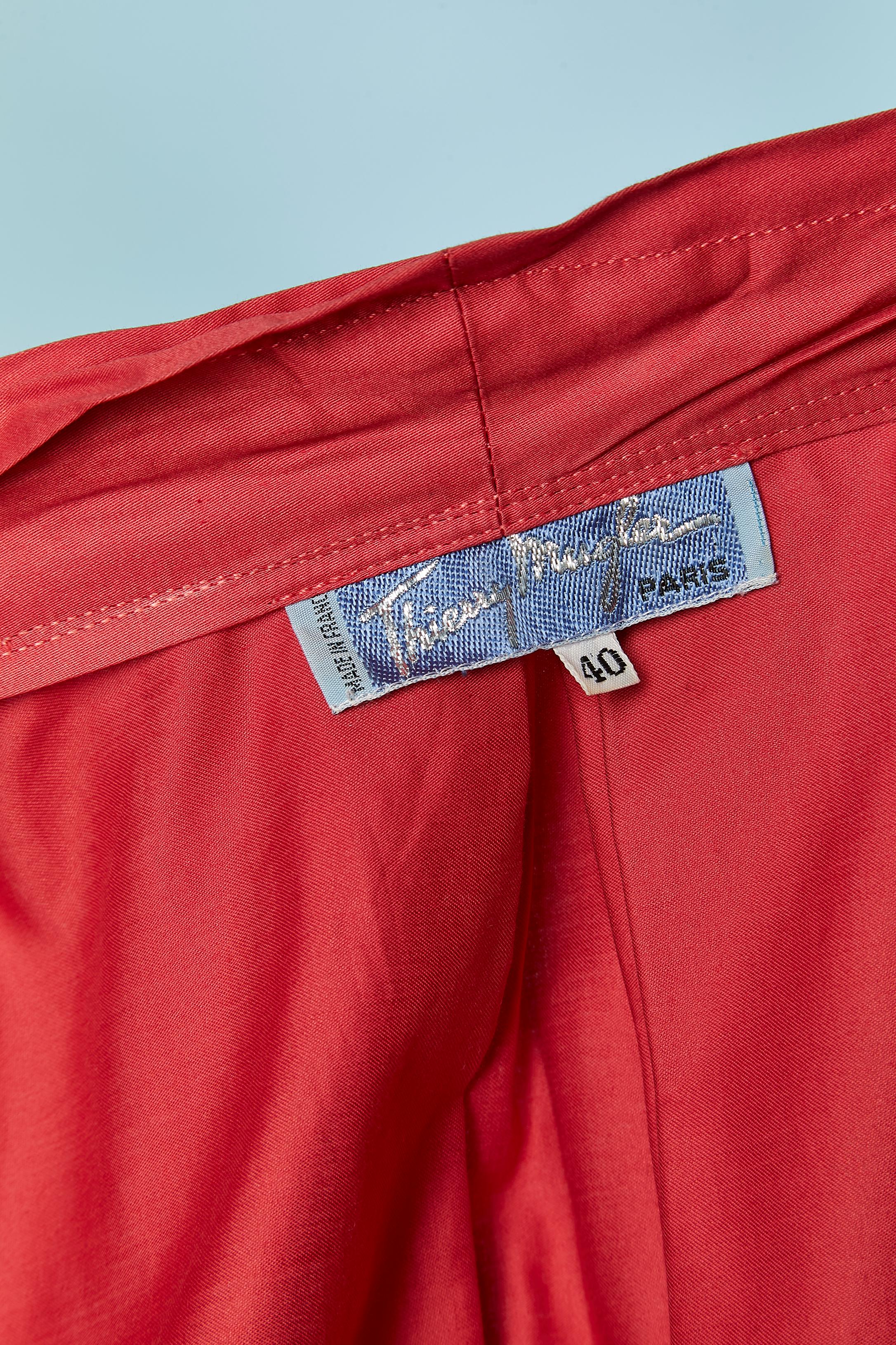 Rotes Baumwollkleid mit Gürtel THIERRY MUGLER im Angebot 5