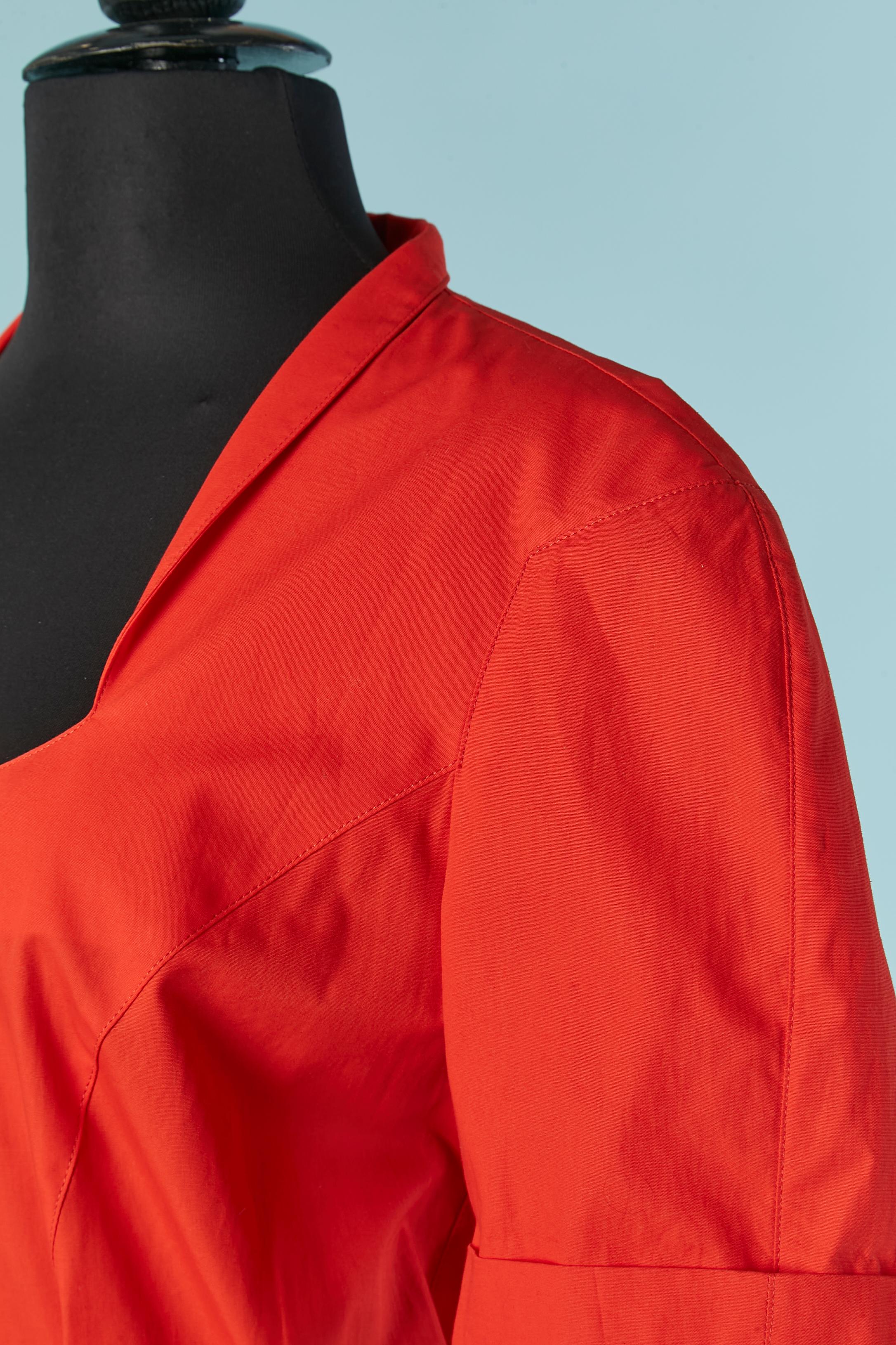 Robe en coton rouge avec appliqué de fleurs en tissu rouge Thierry Mugler Pour femmes en vente