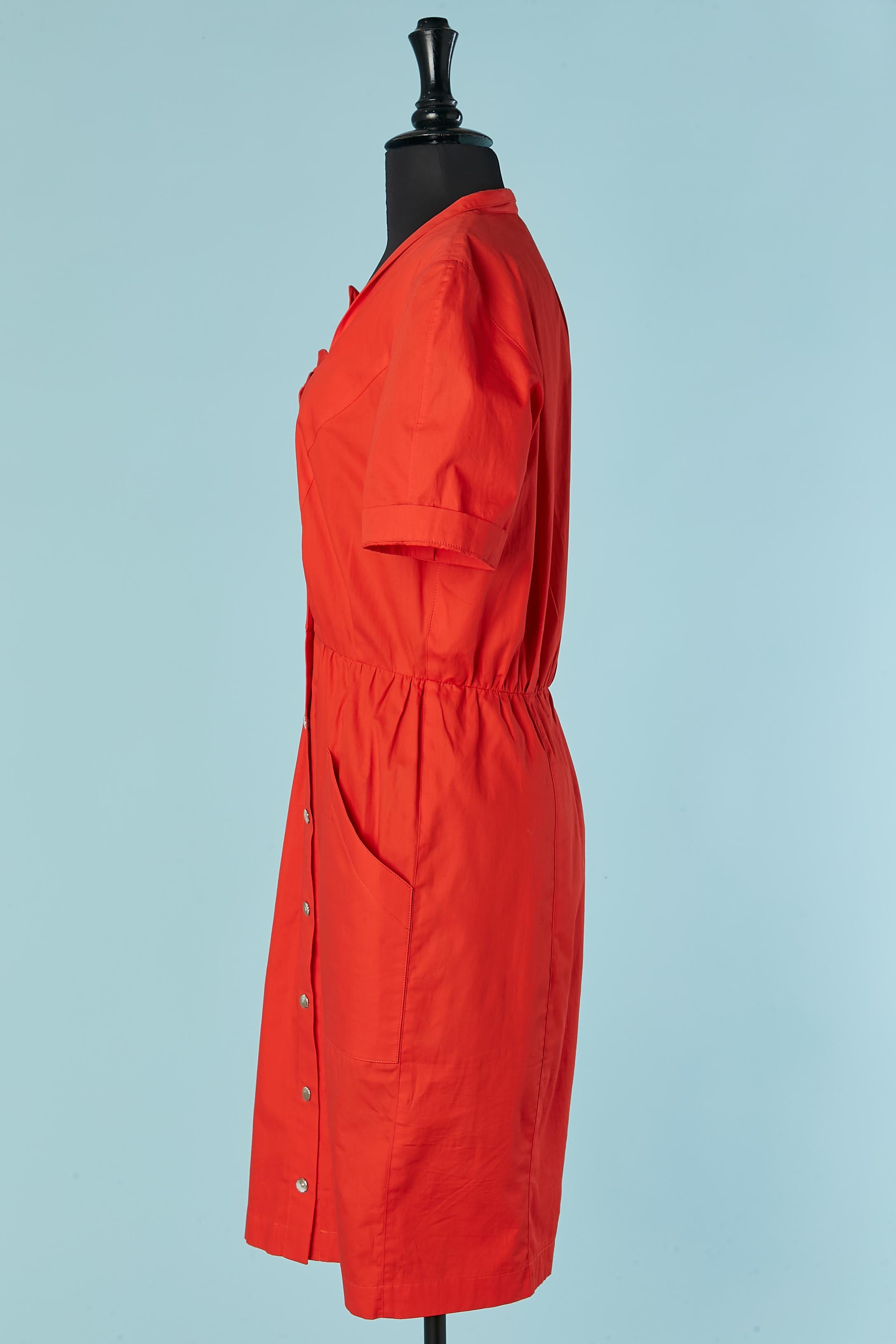 Robe en coton rouge avec appliqué de fleurs en tissu rouge Thierry Mugler en vente 1