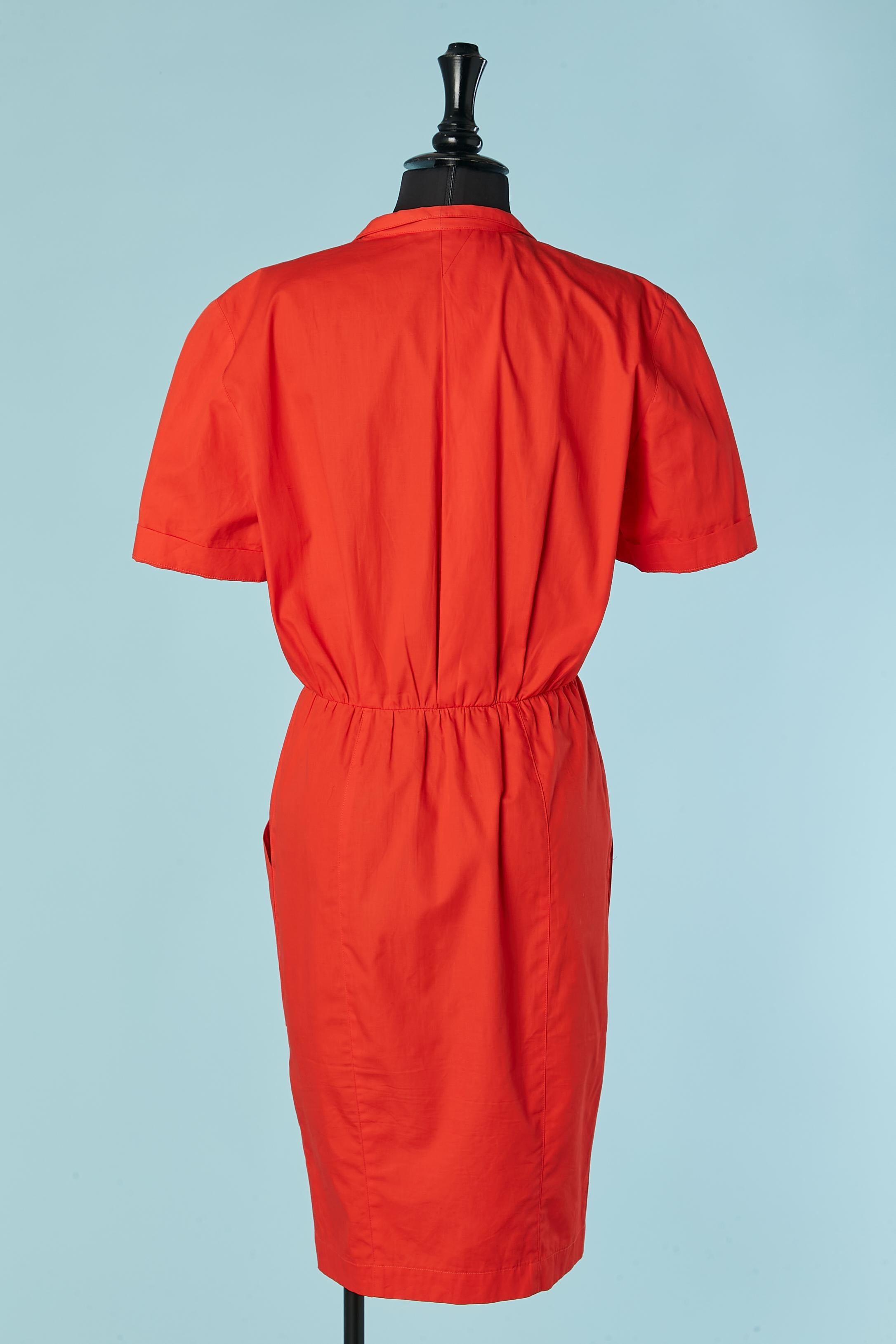 Robe en coton rouge avec appliqué de fleurs en tissu rouge Thierry Mugler en vente 2