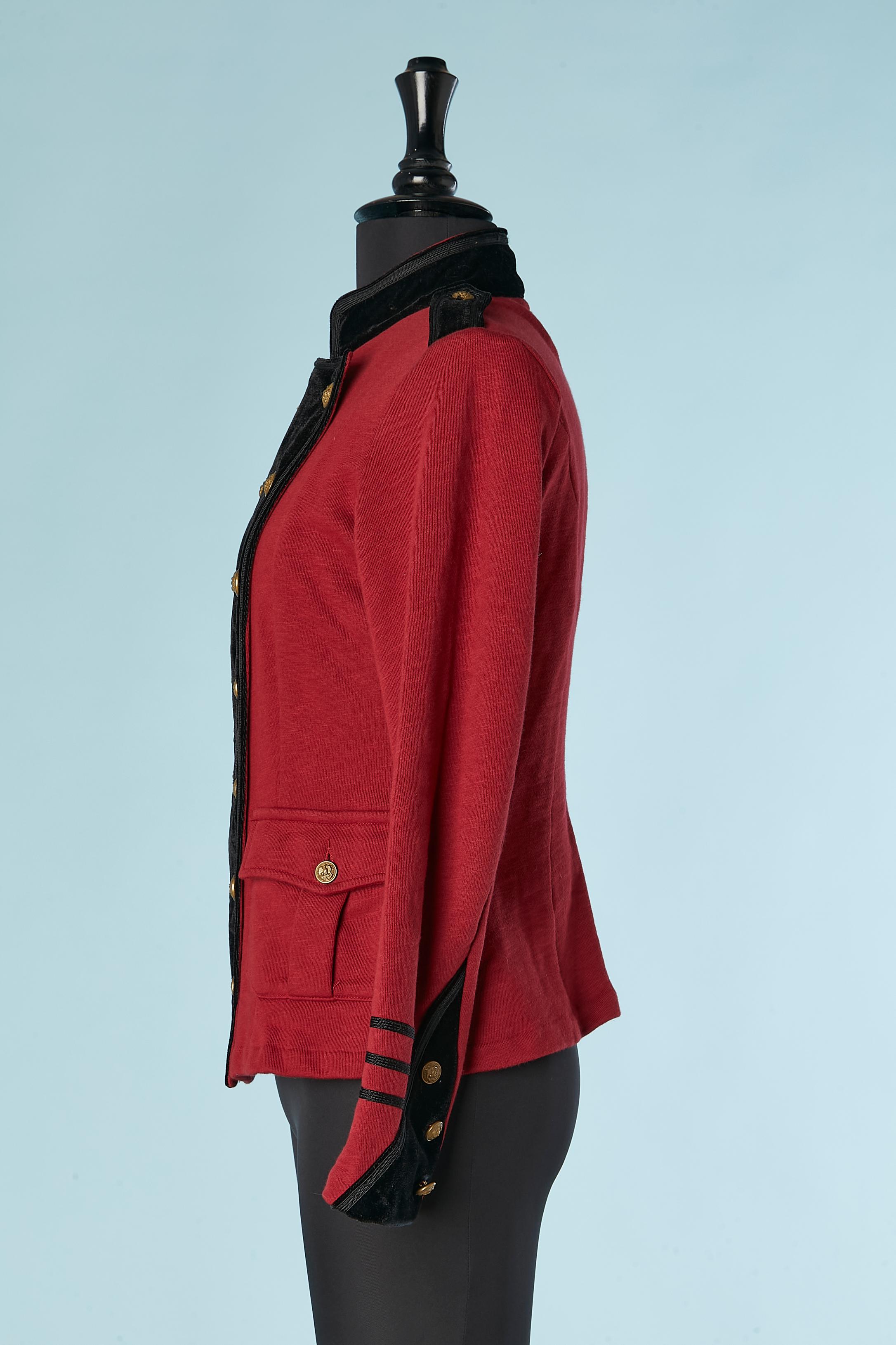 Red cotton fleece officier style jacket Denim & Supply Ralph Lauren In Excellent Condition In Saint-Ouen-Sur-Seine, FR
