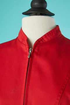 Red cotton jacket with zip closure middle front Mugler Trademark