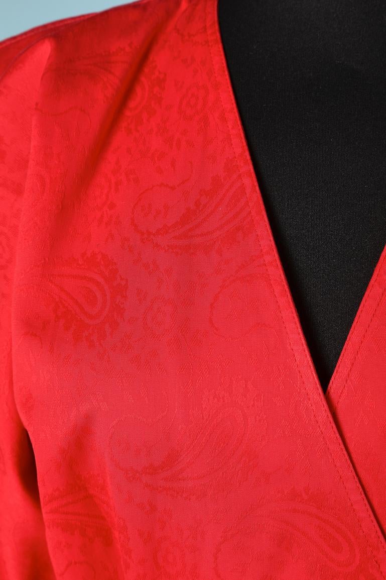 Red cotton jacquard skirt suit Emanuel UNGARO Parallèle For Sale 2