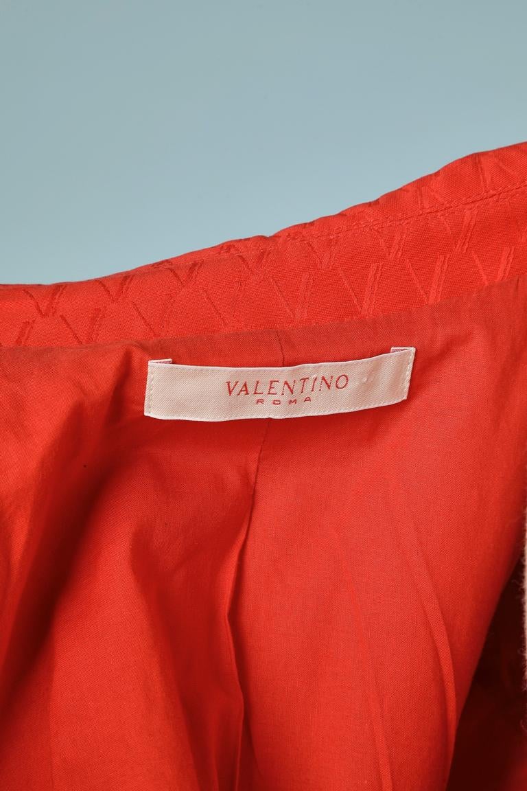 Red cotton jacquard trouser- suit  with belt Valentino Roma  For Sale 4