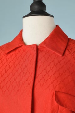 Red cotton jacquard trouser- suit  with belt Valentino Roma