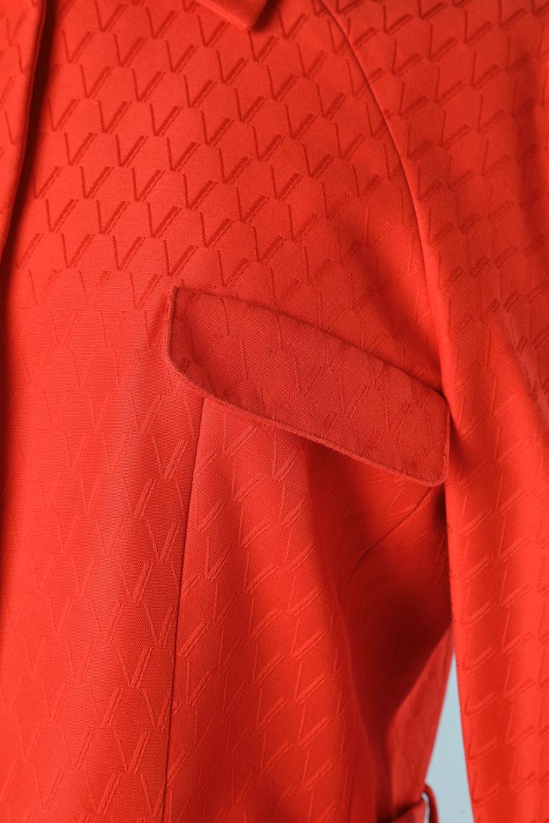 Rouge Combinaison-pantalon en jacquard de coton rouge  avec ceinture Valentino Roma  en vente